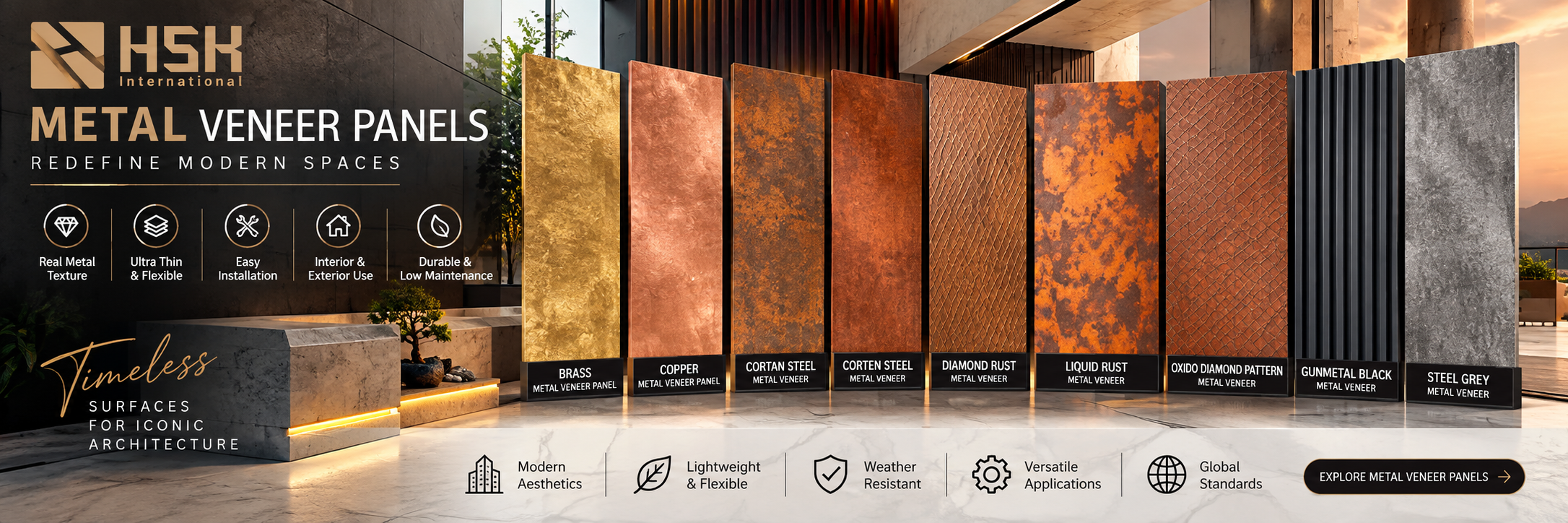 Metal Veneer Blacks & Shimmers — Gunmetal & Dark Steel Surface by HSK International