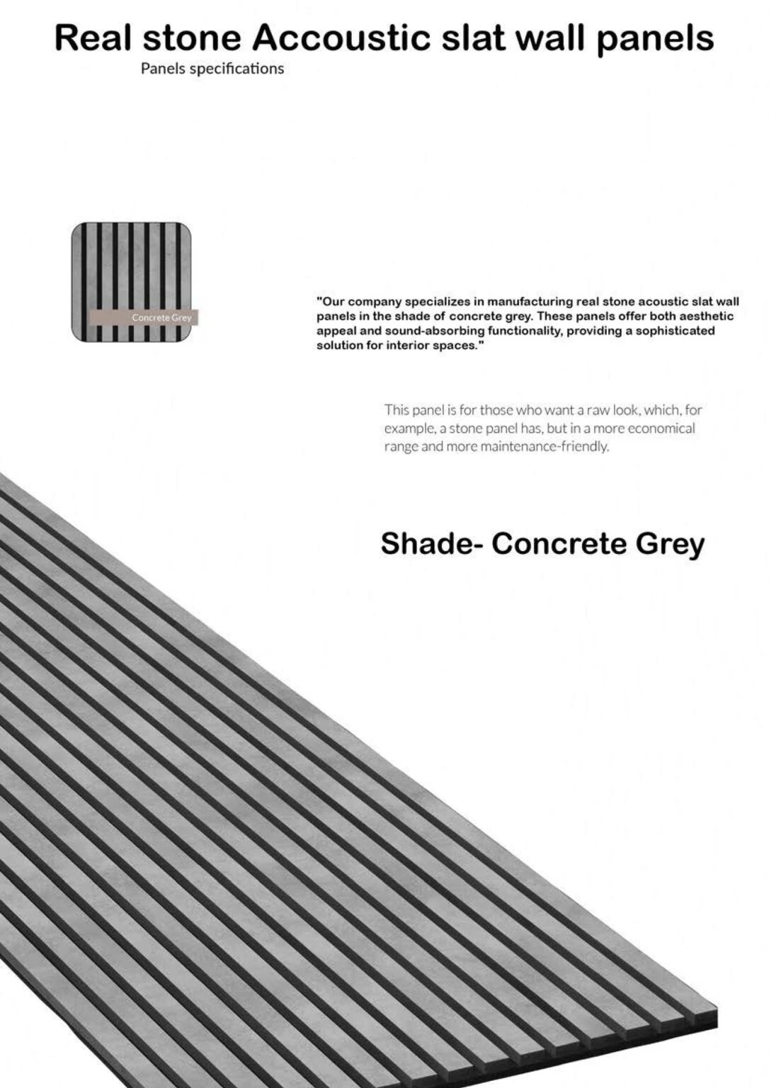 Concrete Grey Acoustic Panel - Natural Stone Sound-Absorbing Wall Panel - HSK International