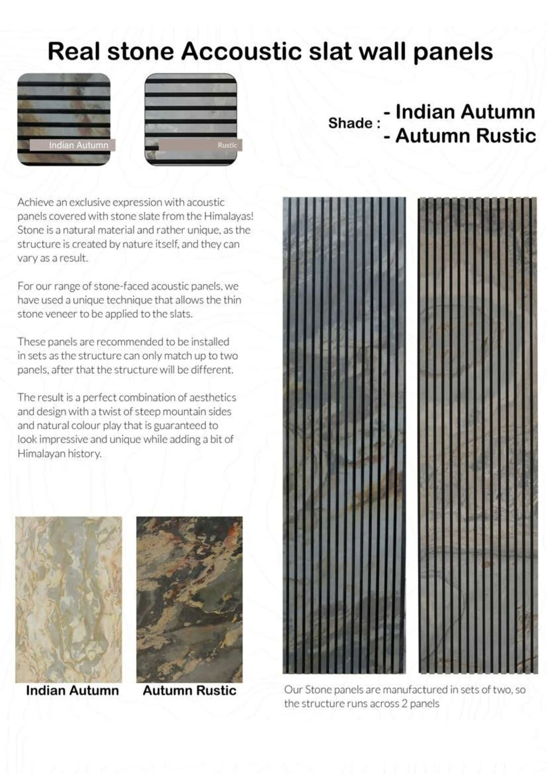 Indian Autumn Autumn Rustic Acoustic Panel - Natural Stone Sound-Absorbing Wall Panel - HSK International