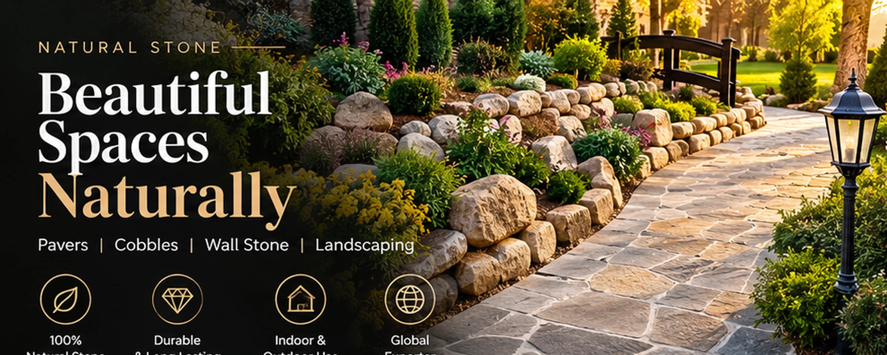 Natural stone landscaping — cobbles, pavers and kerb stones by HSK International